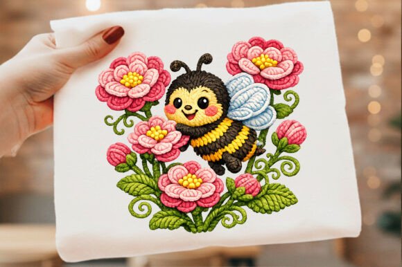 Bee Floral Embroidery: A Charming Design