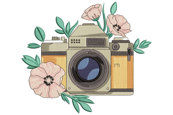 Charming Floral Camera Embroidery Design