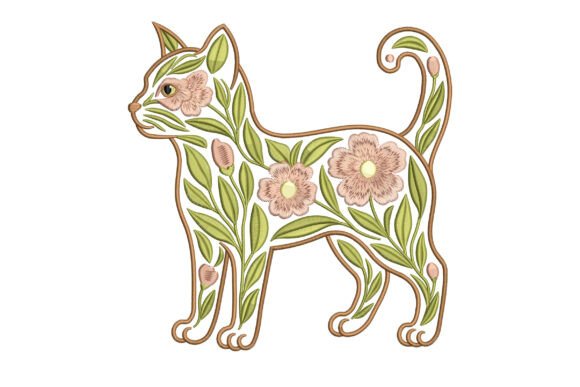 Charming Floral Cat Outline for Business