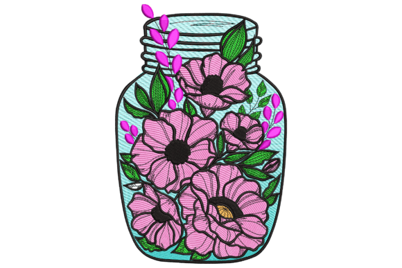 Charming Floral Jar: A Perfect Addition for Seasonal Embroidery