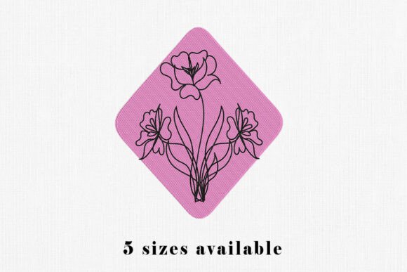 Charming Floral Line Art for Seasonal Embroidery