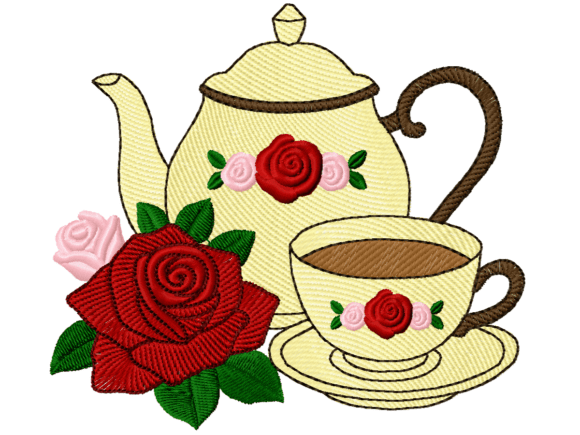 Charming Floral Teapot and Teacup with Roses