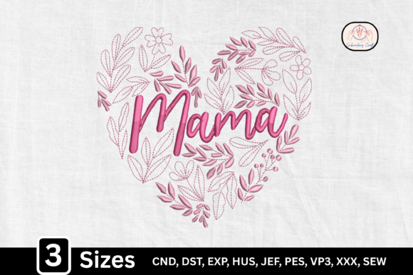 Elegant Floral Mom Embroidery for Mother's Day