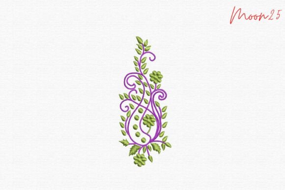 Elegant Floral Vine Scroll Stitch Embroidery