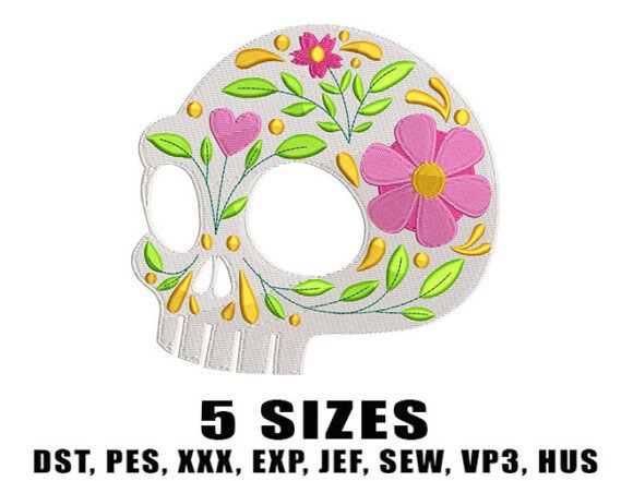 Floral Love Skull: A Unique Holiday Embroidery