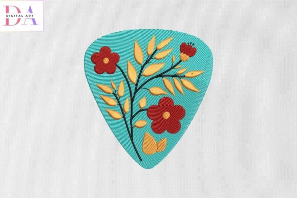 Floral Patch Guitar Pick: A Charming Embroidery Design