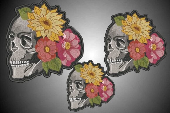 Floral Skull Patch: A Unique Embroidery Design