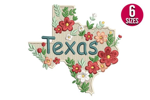 Floral Texas Map: A Charming Embroidery Design