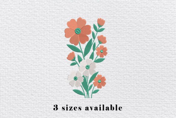 Orange White Floral Embroidery File: A Timeless Touch