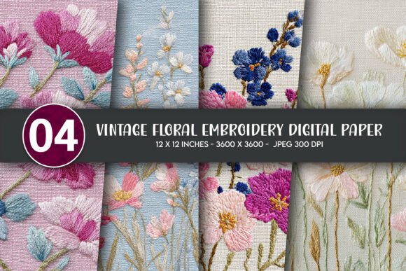 Vintage Floral Embroidery for Business Merch