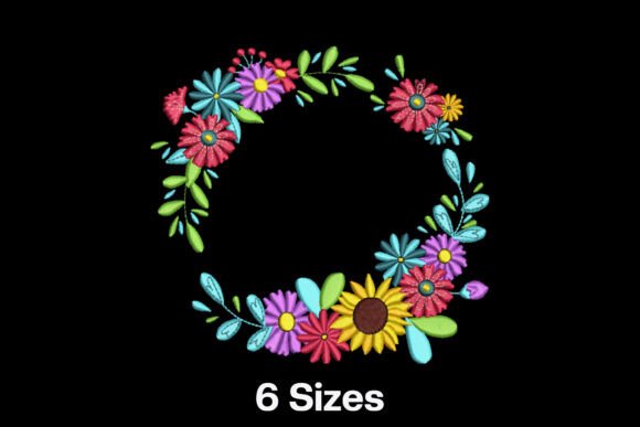 Wreath of Serenity: A Charming Floral Embroidery